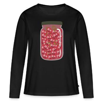 Cerises dans un bocal Cerise - T-shirt manches longues Premium bio Femme - noir - Devant - Julia (174cm)