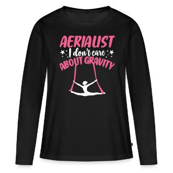 Air silk - Women's Premium Organic Long Sleeve Shirt - black - Front - Julia (174cm)