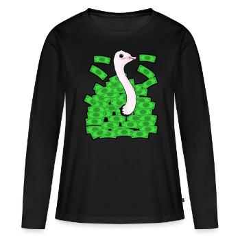Rich Ostrich Money - Frauen Premium Bio Langarmshirt - Schwarz - Vorne - Julia (174cm)