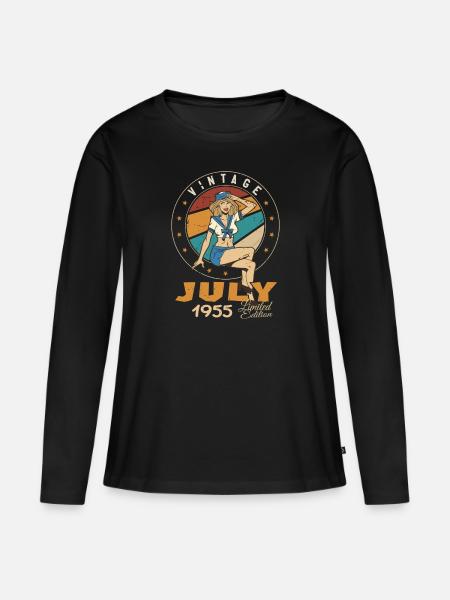 Juli 1955 Juli Geburtstagsgeschenk Juli 1955 - Frauen Premium Bio Langarmshirt - Schwarz