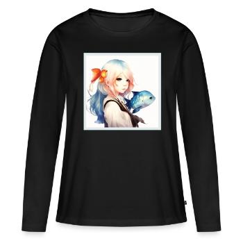 Anime Girl Japanese Aesthetic Anime Gift - Women's Premium Organic Long Sleeve Shirt - black - Front - Julia (174cm)