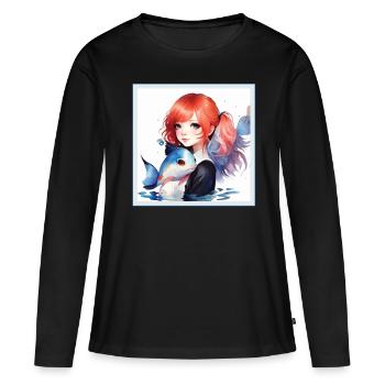 Anime Girl Japanese Aesthetic Anime Gift - Women's Premium Organic Long Sleeve Shirt - black - Front - Julia (174cm)