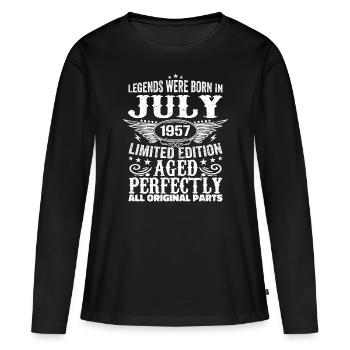 Juillet 1957 | Anniversaire 1957 Né en juillet 1957 - T-shirt manches longues Premium bio Femme - noir - Devant - Julia (174cm)