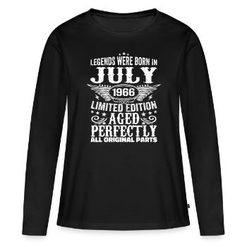 Juillet 1966 | Anniversaire 1966 Né en juillet 1966 - T-shirt manches longues Premium bio Femme - noir - Devant - Julia (174cm)