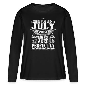 Juillet 2024 | Anniversaire 2024 Volume Juillet 2024 - T-shirt manches longues Premium bio Femme - noir - Devant - Julia (174cm)