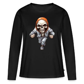 Crâne dans la conception de combinaison de jogging - T-shirt manches longues Premium bio Femme - noir - Devant - Julia (174cm)