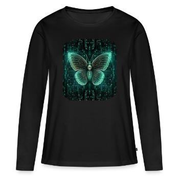 Programmierung PC Programm Code Schmetterling - Frauen Premium Bio Langarmshirt - Schwarz - Vorne - Julia (174cm)
