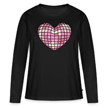 Dänische Pastell-Ästhetik Herz Disco Ball - Frauen Premium Bio Langarmshirt - Schwarz - Vorne - Julia (174cm)