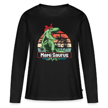 Mami Saurus coole Mama aus Mami Schweiz Mutter - Frauen Premium Bio Langarmshirt - Schwarz - Vorne - Julia (174cm)