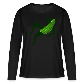 Gurken Model modische Gurke - Frauen Premium Bio Langarmshirt - Schwarz - Vorne - Julia (174cm)