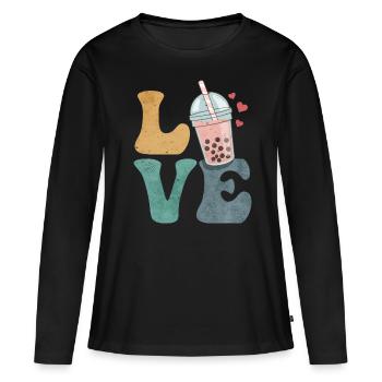 Boba Tea Bubble Tea Milk Tea - Women's Premium Organic Long Sleeve Shirt - black - Front - Julia (174cm)