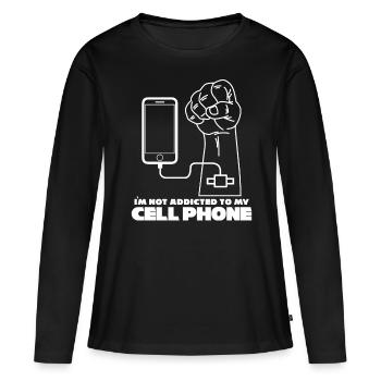 Téléphone portable Téléphone Addictif Téléphone portable Téléphone portable - T-shirt manches longues Premium bio Femme - noir - Devant - Julia (174cm)