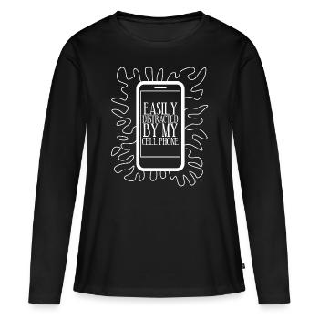 Addicted to mobile phones - Women's Premium Organic Long Sleeve Shirt - black - Front - Julia (174cm)