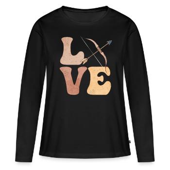 Bogen- und Pfeiljagd Bogen- und Pfeiljäger - Frauen Premium Bio Langarmshirt - Schwarz - Vorne - Julia (174cm)