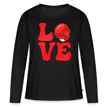 Boxer Boxen - Frauen Premium Bio Langarmshirt - Schwarz - Vorne - Julia (174cm)