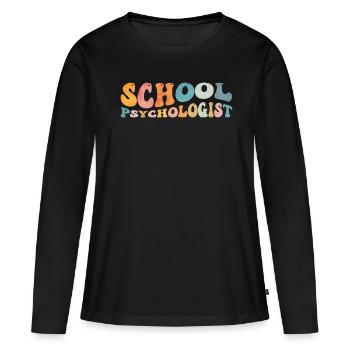 Groovy Schulpsychologe Psychologie Psych - Frauen Premium Bio Langarmshirt - Schwarz - Vorne - Julia (174cm)