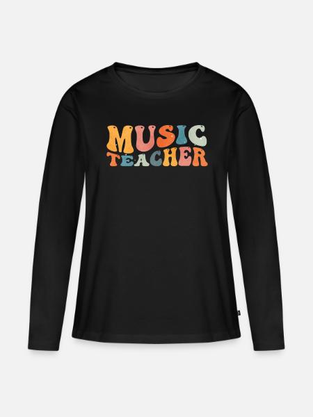 Groovy Musiklehrer Musiker Unterricht - Frauen Premium Bio Langarmshirt - Schwarz