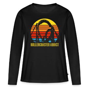 Montagnes russes Montagnes russes Montagnes russes - T-shirt manches longues Premium bio Femme - noir - Devant - Julia (174cm)