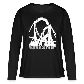 Roller coaster roller rider - T-shirt manches longues Premium bio Femme - noir - Devant - Julia (174cm)