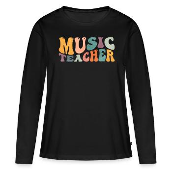Groovy Music Teacher Leçons de musicien - T-shirt manches longues Premium bio Femme - noir - Devant - Julia (174cm)