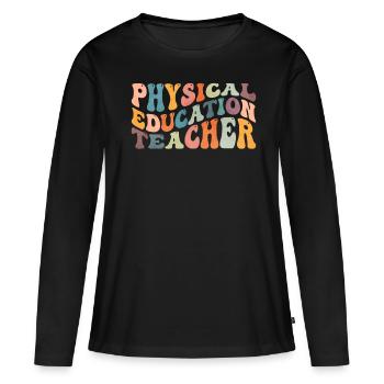 Groovy Professeur d’éducation physique Éducation physique - T-shirt manches longues Premium bio Femme - noir - Devant - Julia (174cm)