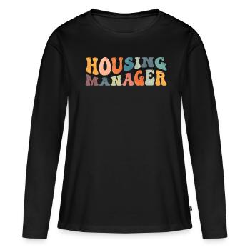Gestionnaire de logement Groovy Chef de projet Maison - T-shirt manches longues Premium bio Femme - noir - Devant - Julia (174cm)