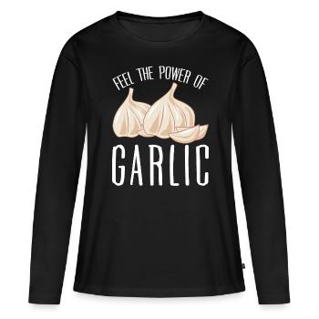 Ail - T-shirt manches longues Premium bio Femme - noir - Devant - Julia (174cm)