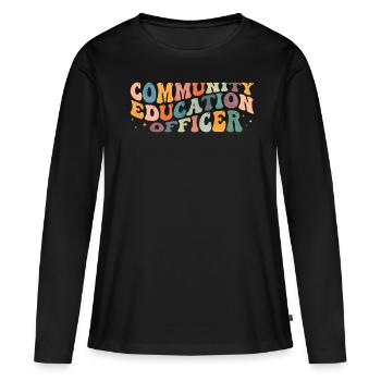 Services d’agent d’éducation communautaire Groovy - T-shirt manches longues Premium bio Femme - noir - Devant - Julia (174cm)