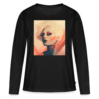Der Blick - Frauen Premium Bio Langarmshirt - Schwarz - Vorne - Julia (174cm)