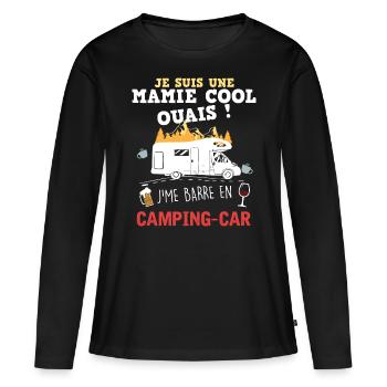 Ouais je Me Barre En Camping-Car Cadeau Mamie - T-shirt manches longues Premium bio Femme - noir - Devant - Julia (174cm)