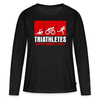 Triathlon Slogan Triathlètes Triathlète - T-shirt manches longues Premium bio Femme - noir - Devant - Julia (174cm)