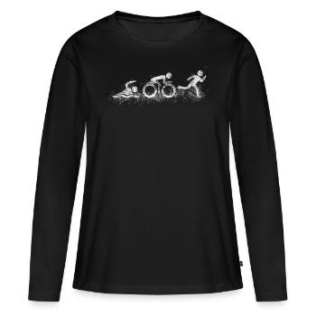 Triathlètes de triathlon Triathlète - T-shirt manches longues Premium bio Femme - noir - Devant - Julia (174cm)