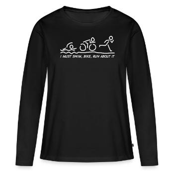 Triathlètes Triathlete Triathlon - T-shirt manches longues Premium bio Femme - noir - Devant - Julia (174cm)
