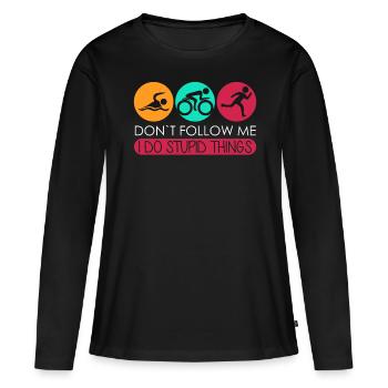 Triathlon Triathlètes Drôles Triathlète - T-shirt manches longues Premium bio Femme - noir - Devant - Julia (174cm)