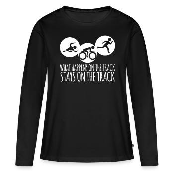 Triathlète Triathlètes Triathlon - T-shirt manches longues Premium bio Femme - noir - Devant - Julia (174cm)