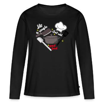 Cuisine Cuisine Accueil Chef cuisinier Couteau de chef - T-shirt manches longues Premium bio Femme - noir - Devant - Julia (174cm)