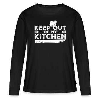 Cuisine Couteau de chef Chapeau de chef Chef de cuisine - T-shirt manches longues Premium bio Femme - noir - Devant - Julia (174cm)