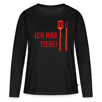 Ich Mag Tiere! (Grillbesteck / 3C) - Frauen Premium Bio Langarmshirt - Schwarz - Vorne - Julia (174cm)