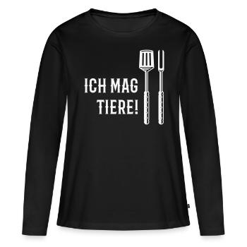 Ich Mag Tiere! (Grillbesteck / White) - Frauen Premium Bio Langarmshirt - Schwarz - Vorne - Julia (174cm)