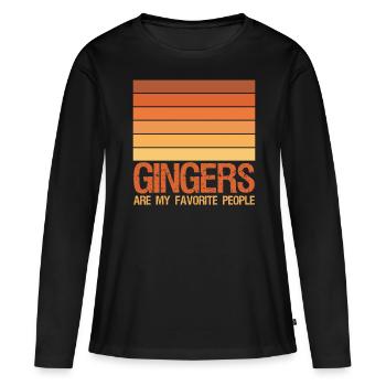 Cheveux roux Rétro Roux - T-shirt manches longues Premium bio Femme - noir - Devant - Julia (174cm)