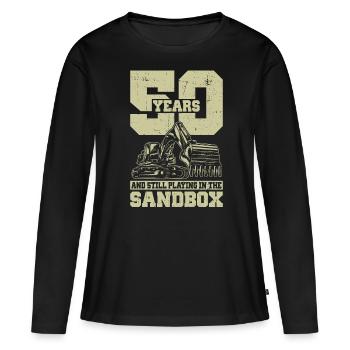 Conducteur de pelle 50 anniversaire - T-shirt manches longues Premium bio Femme - noir - Devant - Julia (174cm)