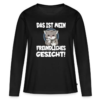 Das ist mein freundliches Gesicht - Frauen Premium Bio Langarmshirt - Schwarz - Vorne - Julia (174cm)