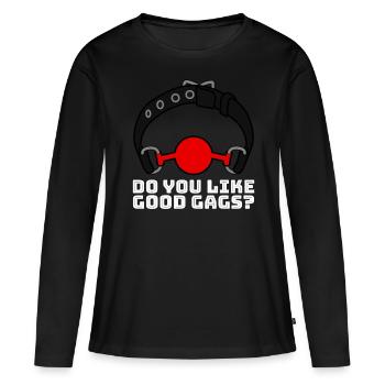 Aimez-vous les bons gags? - T-shirt manches longues Premium bio Femme - noir - Devant - Julia (174cm)