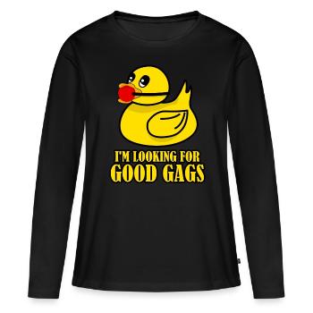 Canard BDSM - T-shirt manches longues Premium bio Femme - noir - Devant - Julia (174cm)