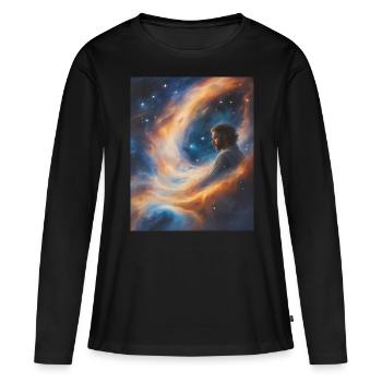 Dieu transcende dans la poussière d’étoiles - T-shirt manches longues Premium bio Femme - noir - Devant - Julia (174cm)