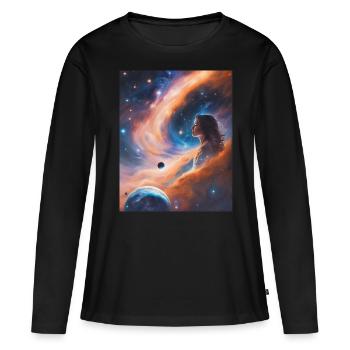 La déesse transcende dans la poussière d’étoiles - T-shirt manches longues Premium bio Femme - noir - Devant - Julia (174cm)