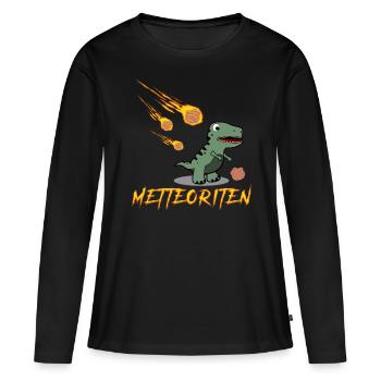 Hackfleisch Dinosaurier Mettbrötchen - Frauen Premium Bio Langarmshirt - Schwarz - Vorne - Julia (174cm)