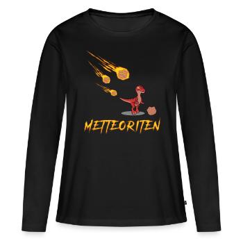 Hackfleisch Mettfleisch Mettbrötchen - Frauen Premium Bio Langarmshirt - Schwarz - Vorne - Julia (174cm)