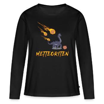 Mettbällchen Mettbrötchen Hackfleisch - Frauen Premium Bio Langarmshirt - Schwarz - Vorne - Julia (174cm)