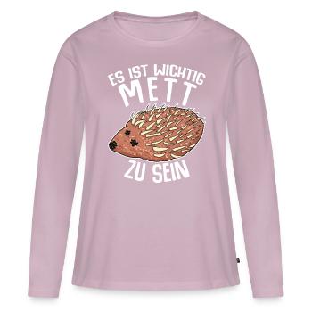 Mettigel Hackfleisch Mett Hack - Frauen Premium Bio Langarmshirt - Altrosa - Vorne - Julia (174cm)